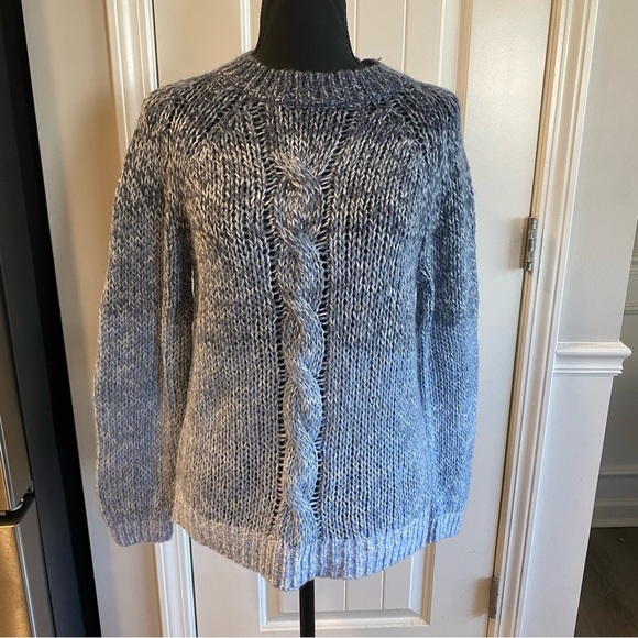 Lucky Brand Blue Mock Neck Cable Knit Sweater Women’s Medium - Picture 2 of 7